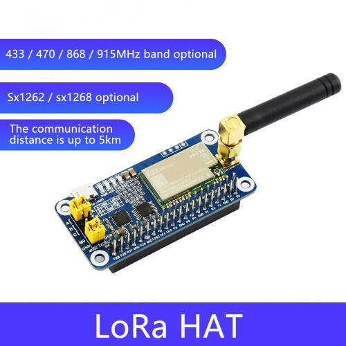 SX1262 LoRa HAT for Raspberry Pi Series Boards 915M Frequency Band Communication Module Support Data Transmission 1