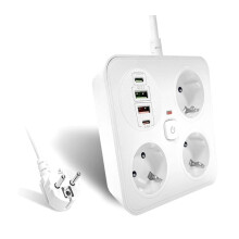 3AC-Steckdose Multitap-Steckdosenleiste 2 Typ-C-Verlängerungskabel Steckdose Home Office Überspannungsschutz EU-Stecker A