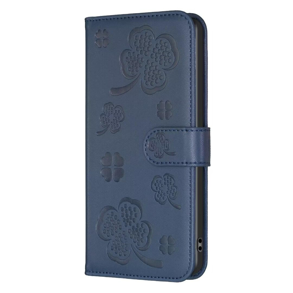Case For Xiaomi Redmi 9 Pu Leather Flip Wallet Embossed Lucky Flower Shockproof Folio With Stand Card Holder Slots Blue 9382693017864