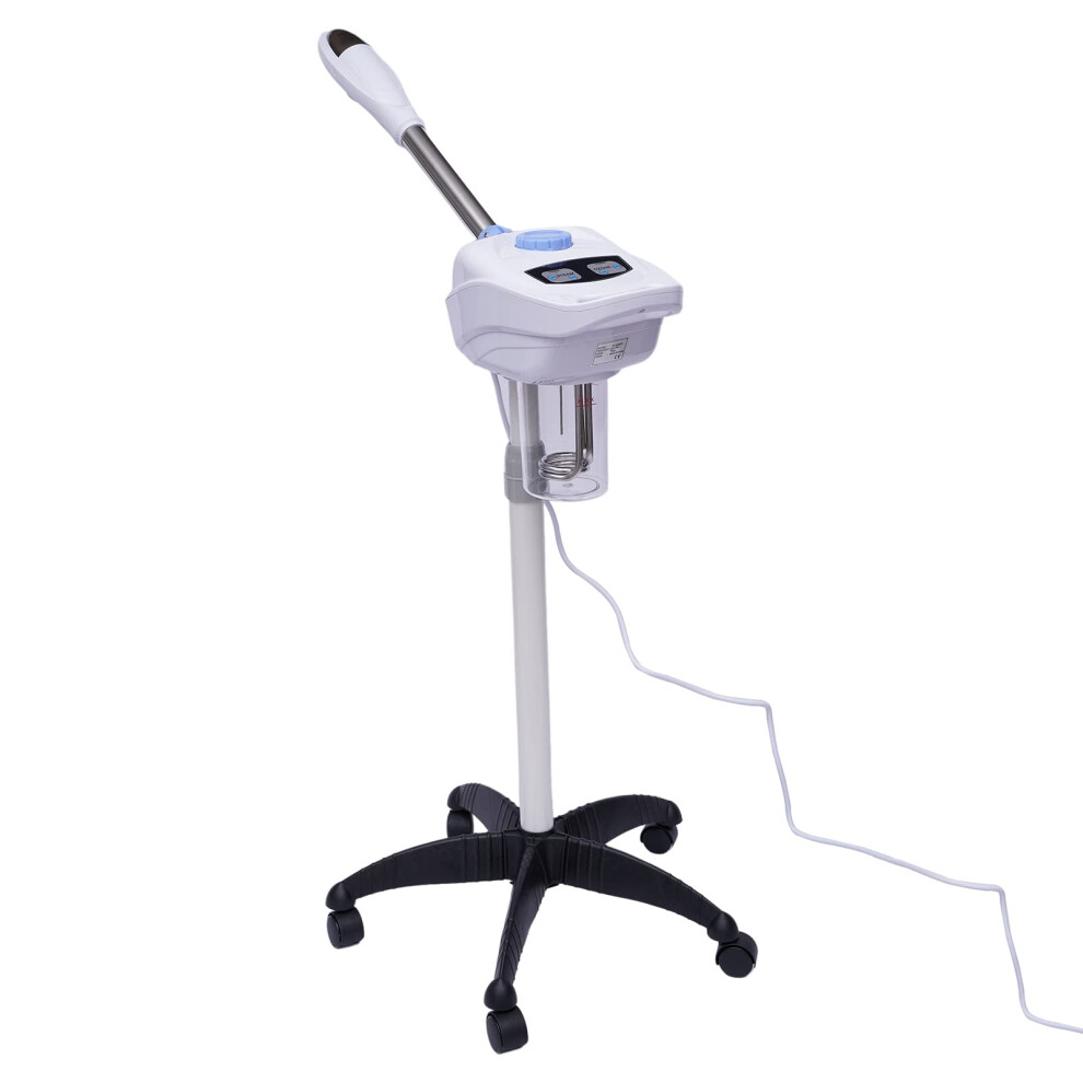 White Facial Steamer On Wheels Digital Steamer Face Sauna Evaporation 360 Rotating Nozzle For Households Beauty Salons Spas