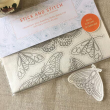 Water Soluble Embroidery Transfers with Easy Stick Application, Moth Design Stick and Stitch Patterns for Hand Sewing