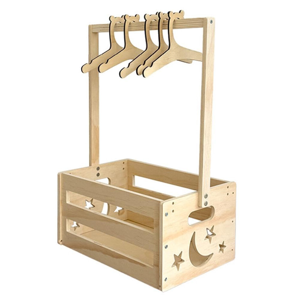 Baby Shower Crate Closet Wooden Baby Basket With Handle 5 Hangers Decorative Baby Hamper Storage