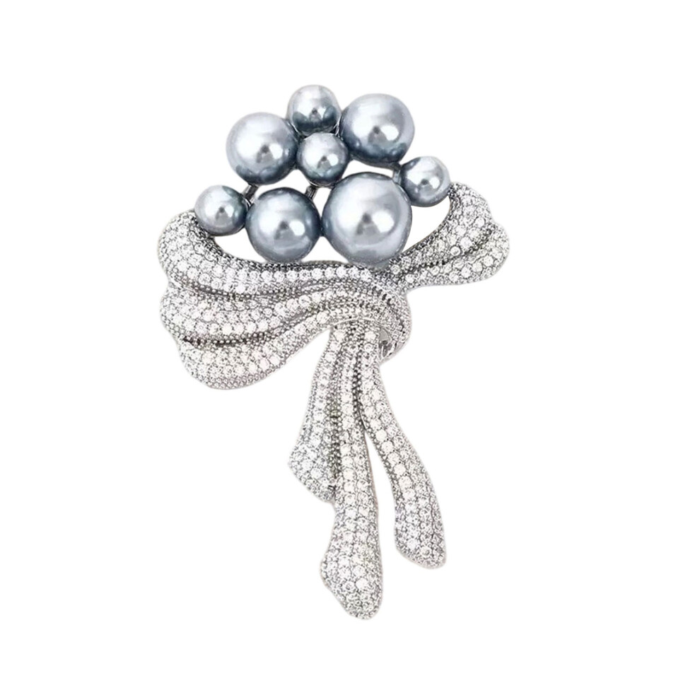 Artificial Bowtie Brooch For Women Daily Wear Trendy-White