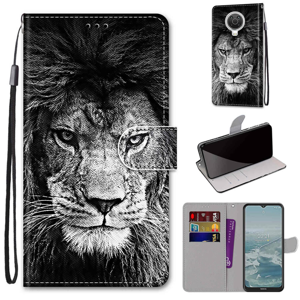 Compatible With Nokia 6.3 / G10 / G20 Flip Cover Protective Case Lion Black 9382693700292