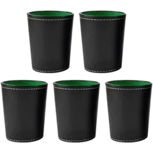 Dice Cup Set 5pcs Black  Leather Comfortable Shaking for Bar Home Party 2