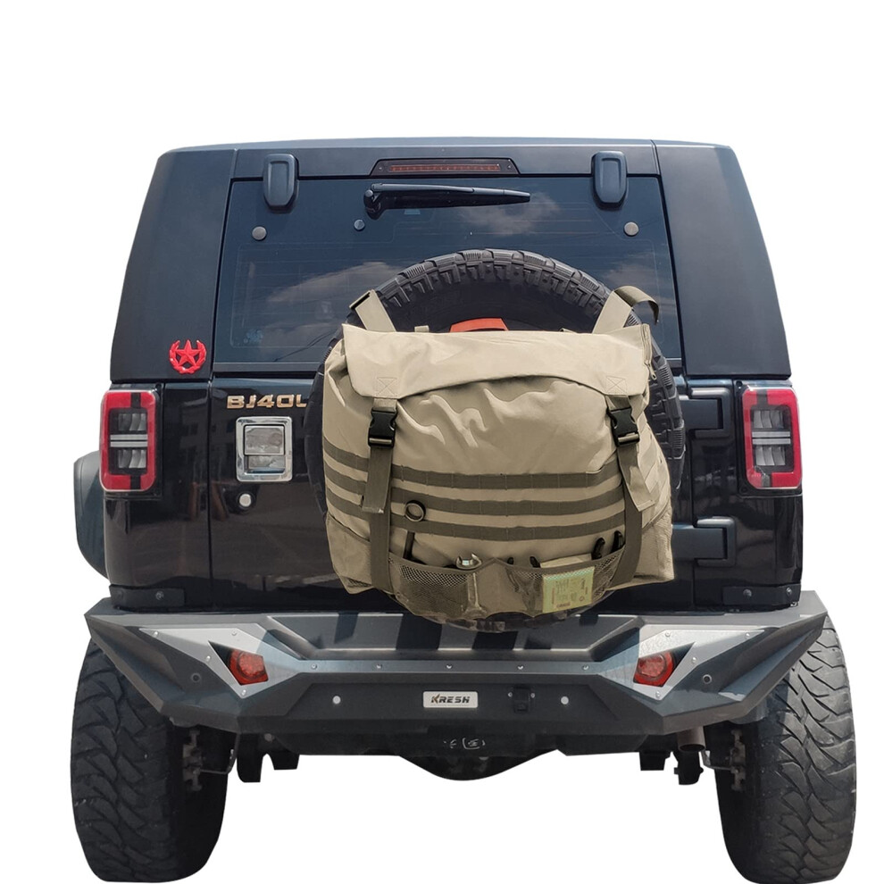 Heavy Duty Spare Tire Trash Bag With Large Capacity And Multipocket Design For Jeep Suv Truck Khaki 9382693885937