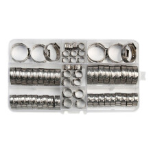 80pcs Stainless Steel Single Ear Hose Clamps Assortment with Fitting Tool for Plumbing and Automotive