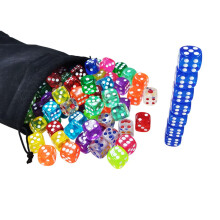100pcs Board Game Dice With Storage Bag Colorful Play 14mm Six Sided Dices Kids Learning Resource Dotted Dices