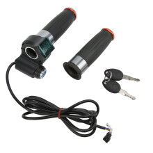 Electric Twist Throttle Grips LED Battery Voltage Display Universal Voltage Handlebar Throttle Twist Grip For Lithium Lead Acid Dry Battery Real Time