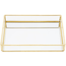 Decorative Vanity Tray, Metal Vanity Mirror With Brass Edging, Elegant Appearance For Your Bathroom Or Bedroom