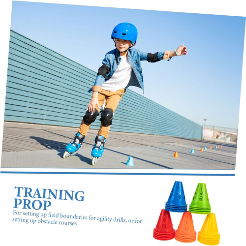 Roller Skating Marker Cones 25 Count Plastic Stackable Obstacles For Agility Training Bright Colors Skate Control 1
