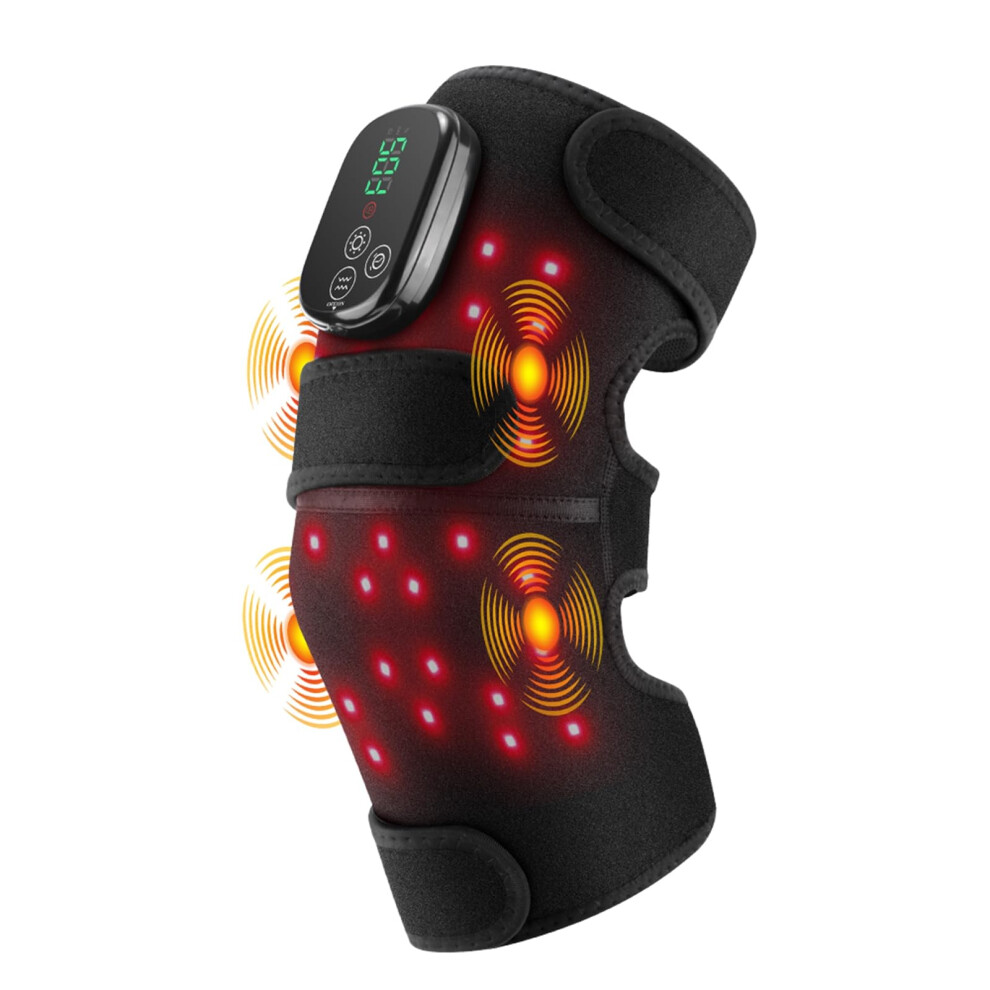 Red/Light Knee Massager With Therapy And Heating Pad, Vibration For Knee, Shoulder, Elbow Arthritis Massage Brace