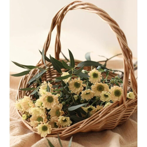 Handleattached Wicker Basket Handwoven Willow Large Size For Fruit Storage, Home Decor 1