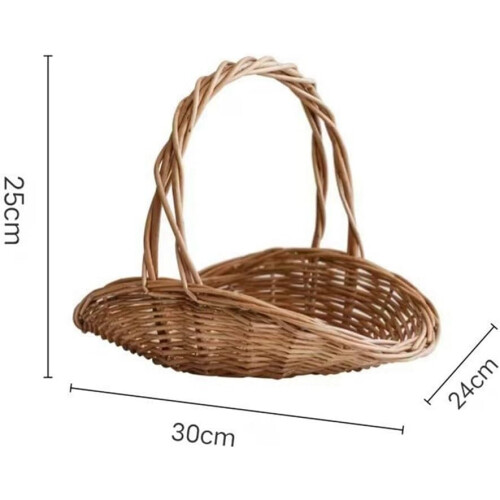 Handleattached Wicker Basket Handwoven Willow Large Size For Fruit Storage, Home Decor 2