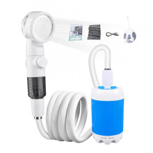 Portable Camping Shower Rechargeable Camping Shower 5L Tank IPX4 Waterproof 12V Car Adapter Travel Head