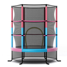 Trampolino da giardino - HELLOSHOP26 - 165x165x161 cm - Rete di sicurezza 360 - Piedi curvi - Schiuma EPE