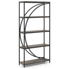 Estante de Biblioteca - HELLOSHOP26 - Semicircular 5 níveis - Metal preto - Estilo clássico - 175 cm altura