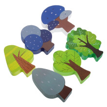6Piece Set Wooden Tree Trees for Wooden Train Accessories, ChildSafe Natural Wood for Creative Play Environments and Imaginative Train Scenes