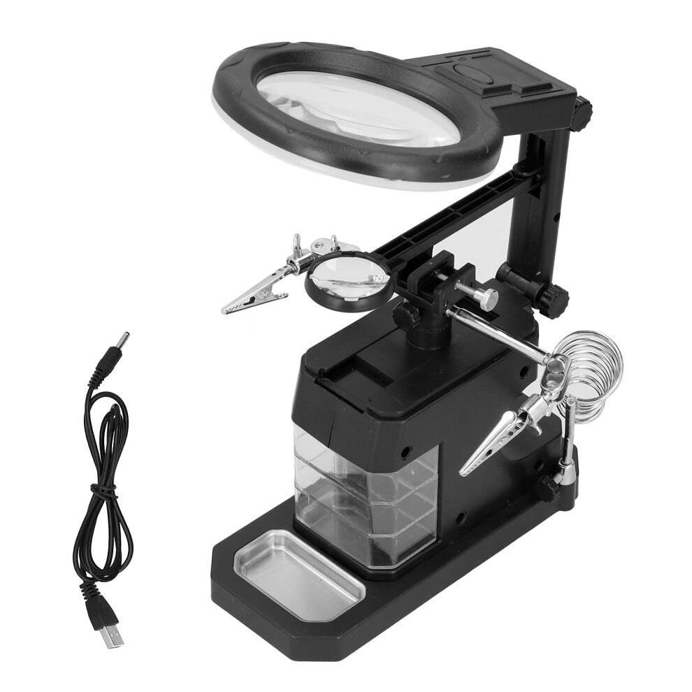 Magnifier Soldering Station Led Light Magnifying Glass Stand Holder Usb For Repairing Workshop Ref: 8893 9426802622799