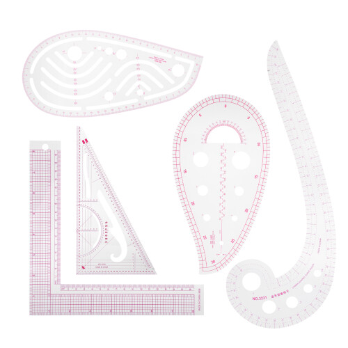 Pattern Making Design Ruler Kit, Flexible Measuring Tool Sew French Curve Ruler for Beginners, Fashion Design Template Multi-function Ruler Plastic 1