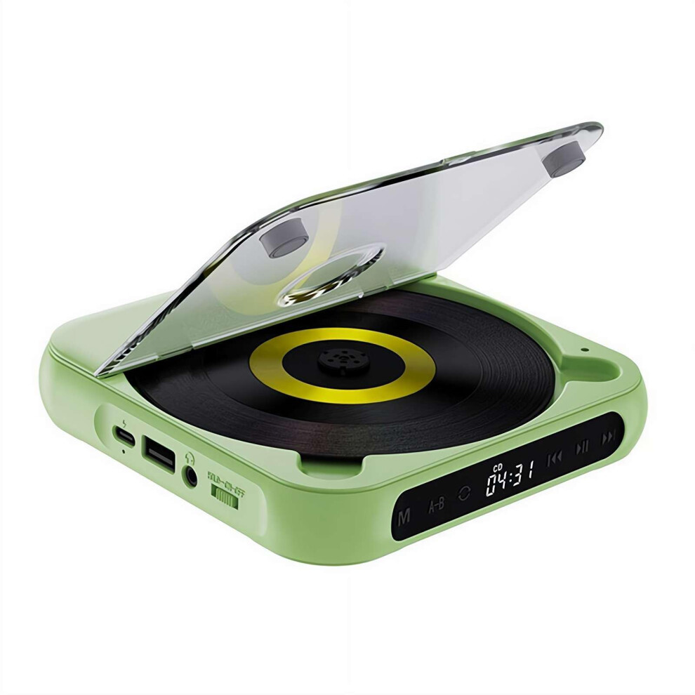 Portable Cd Player Bluetooth 5.3, Desktop Retro Cd Player, Rechargeable For Home/Car, Plays Cd/Cdr/Cdrw/Mp3, Green 9382693888259