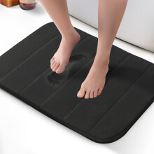 KEPLIN Memory Foam Bath Mat, Highly Absorbent, Non-Slip, 50x60cm, Black
