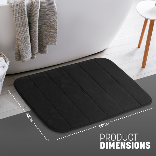 KEPLIN Memory Foam Bath Mat, Highly Absorbent, Non-Slip, 50x60cm, Black 1