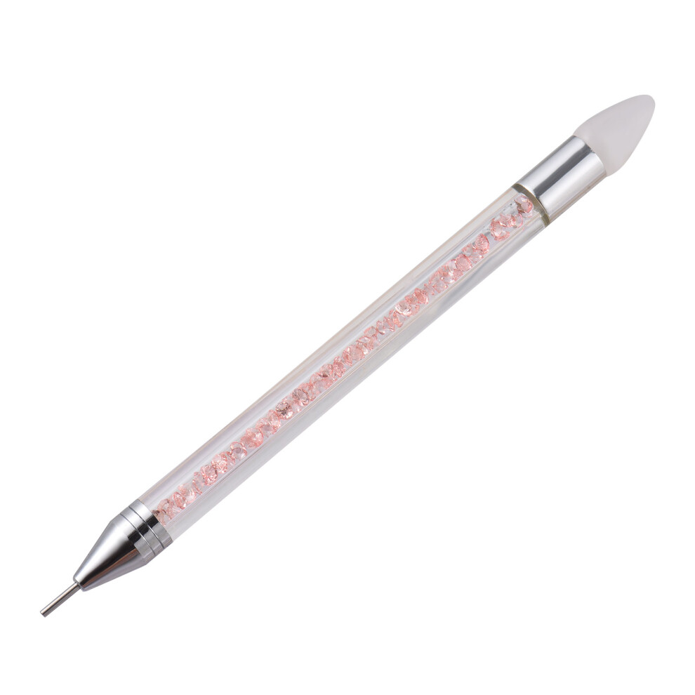 Dual-Ended Nail Rhinestone Picker Pen with Silicone Tip, 14.6cm