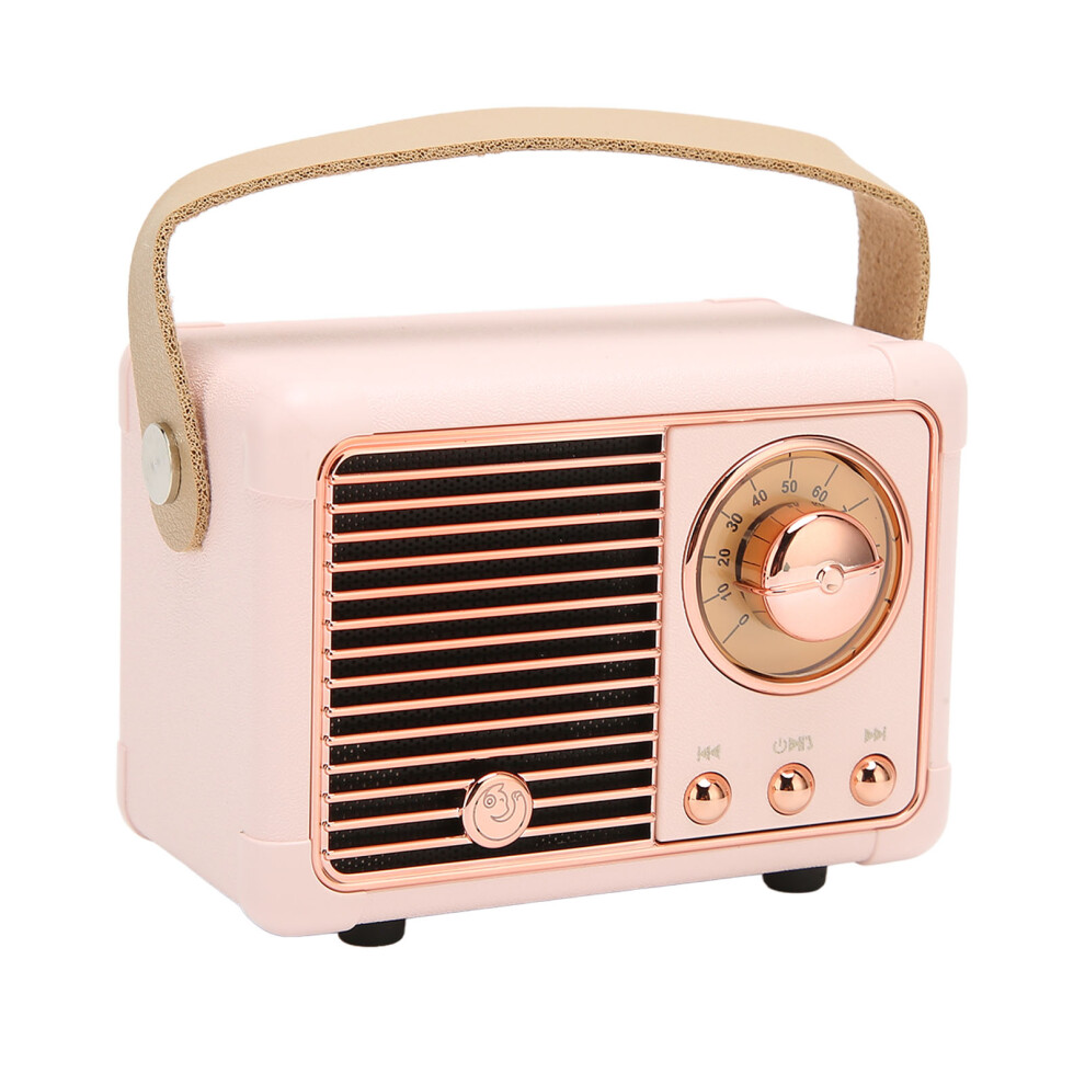 Compact Retro Bluetooth 5.0 Speaker Hifi Stereo 6Hr Playback Pink 3171373548325