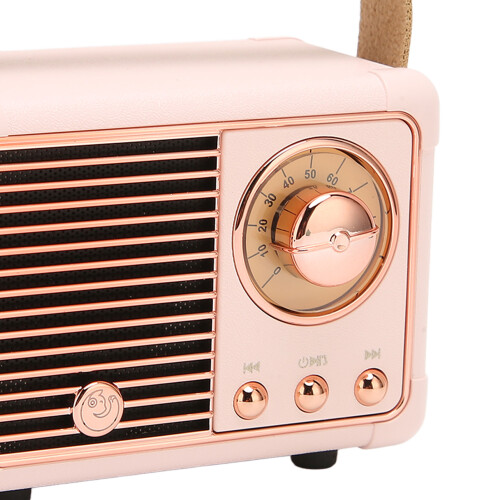 Compact Pink Retro Bluetooth 5.0 Speaker HiFi Stereo 6hr Playback 2
