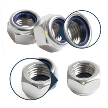 200 pieces selflocking hex nut stainless steel nylon insert, corrosion resistant durable vibrationproof