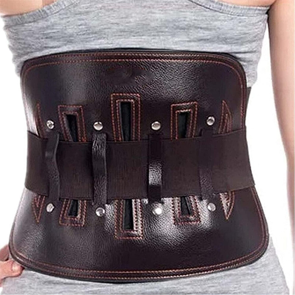 Leather Back Brace For Unisex Back Pain Relief Adjustable Lumbar Belt With Straps For Herniated Disc Sciatica Scoliosis