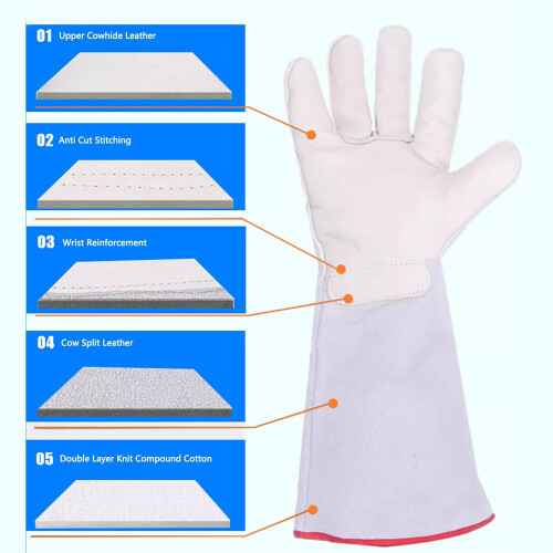 Low Temperature Security Gloves 500F 260C Cowhide 3Layer Imported ColdProof Sponge Liquid Nitrogen Dry Ice Biomedical 2