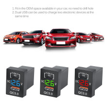 Neues LadegeräT QC3.0 USB-Autoladebuchse PD Typ-C-LadegeräT mit Rotem LED-Digitalvoltmeter für Neue -Schnellladung