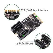 M2 PCIE NVMe SATA6G 2 Port  III 6Gb/S M.2 22X42 M Key und B Key Controller Adapterkarte JMB582