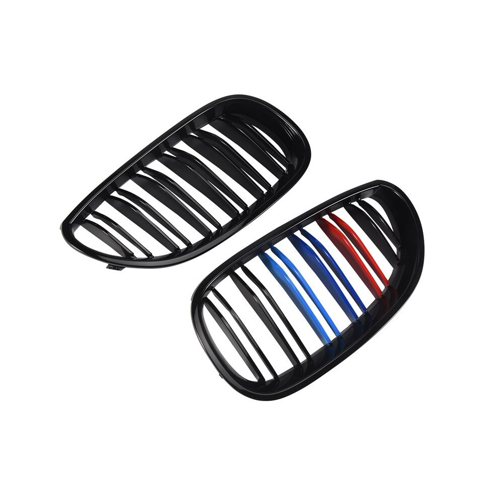 Car Gloss Front Hood Kidney Double Grill Mesh Sport Racing Grills For- E60 E61 5 Series M5 04-09 M Style Black 6034054792752