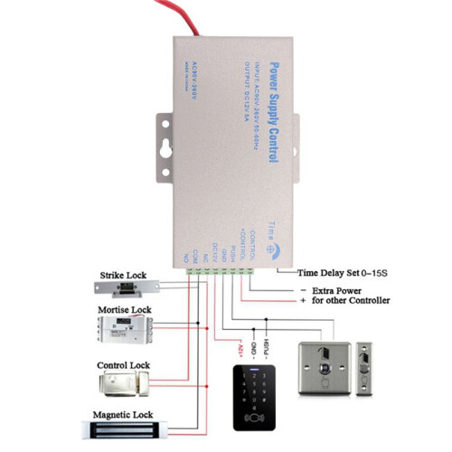 Access Control Power Supply Transformer Door System Adapter AC110-240V Covertor System Machine White DC12V 5A 1