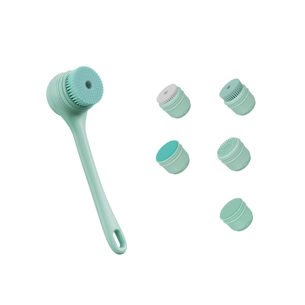 Electric Bath Brush with Long Handle, 5 Interchangeable Heads, Body Scrubber for Deep Cleaning & Exfoliating Massage