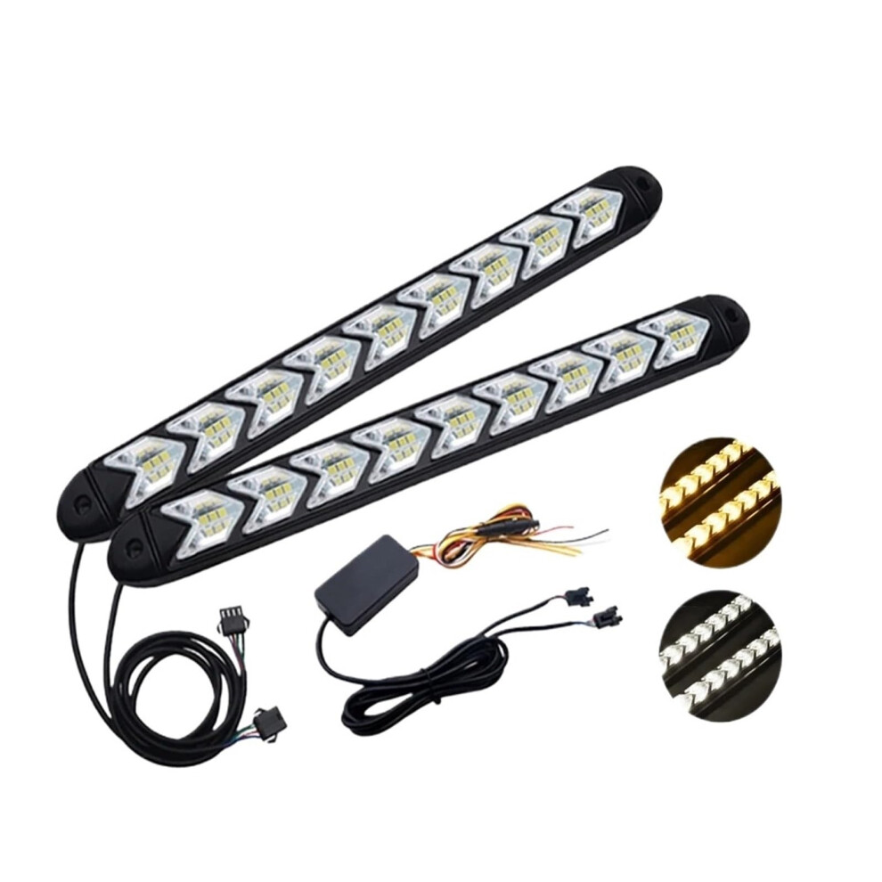 Led Daytime Running Lights Drl Sequential Turn Signal Waterproof Dual Color Headlights White/Amber 9347817205022