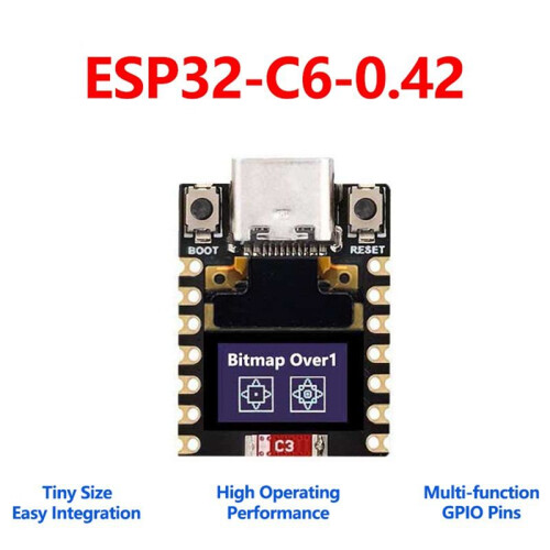 ESP32-C6  Development Board Stöder 2,4 GHz WiFi och  RISC-V Low Power med 0,42-Tums OLED-Skärm 1