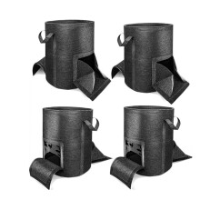 4Pcs 15 Gallon Potato Grow Bags with Unique Harvest Window & Visible Window, Non-Woven Planter Pot with Sturdy Handle