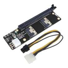 2-Poorts SlimSAS 8i X2 Naar PCIe 4.0 X16-Slotadapterkaart SFF8654 Riser-Kaart GEN4 voor Netwerkgrafische Videokaart GPU 6-Pins