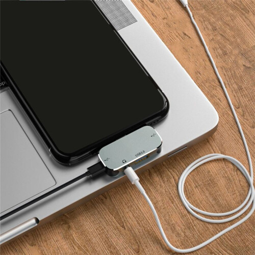 PC Computer Type-C Extension Hub 5 in 1 3.55mm Jack PD100W USB3.0/USB3.1 -Compatible USB Extender YX04-X5 2