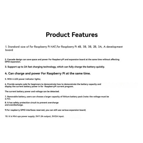 UPS HAT för Raspberry Pi 4B 3B+ 3B 2B 3A+A+ UPS HAT Litiumbatteri Strömförsörjningsmodul 1