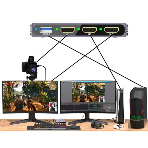 Diffusion en Direct, Podcasting, Double Entrée Compatible  pour  , pour PS5, pour PS4, pour , Caméra Embarquée, Capture 2