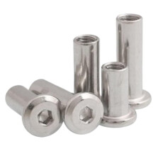 M4 304 stainless steel flat hex socket head faux furniture bed connector nut (M4*8) silver