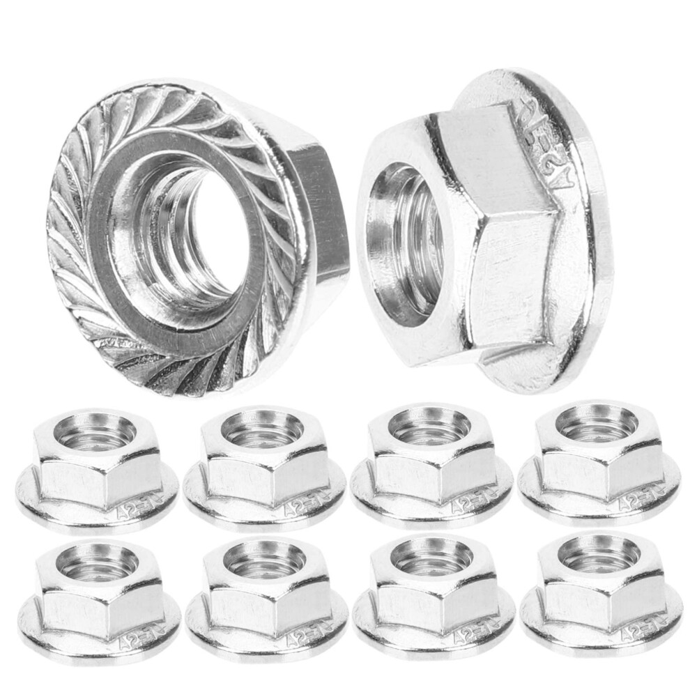 10Piece Split Stainless Steel Flange Nuts With Locking Teeth, Selflocking For Stable Fastening And Vibration Resistance For Various Applications 9382693705280