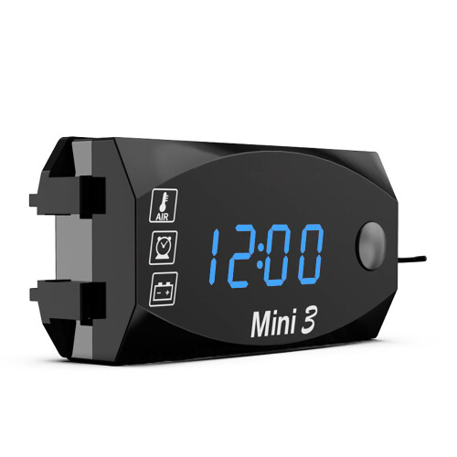 3-in-1 Motorcycle LED Meter, Black, 6-30V, Large Display 2