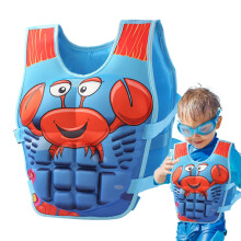 Kids Swim Vest Ages 210 Kayaking Swimsuit For Boys Girls Small Crab Design Swimming Training Accessory
