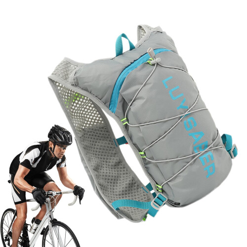 Running Water Vest Hydration Bladder Reflective Pack Breathable Padding Adjustable Straps Ultralight Grey Trail Running